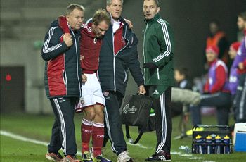 デンマーク代表の試合で負傷