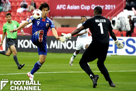 2011年のアジアカップ・サウジアラビア戦でハットトリックを達成した岡崎慎司