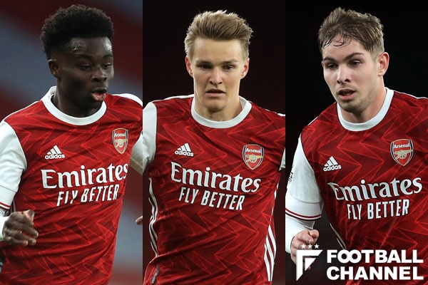 アーセナル 2列目の最高の組合せは ウーデゴール サカ スミス ロウ 若きアタッカーが3人揃うと フットボールチャンネル