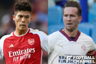 欧州CL、アーセナル対PSV（左：冨安健洋、右：ルーク・デ・ヨング）