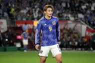 日本代表でプレーする上田綺世