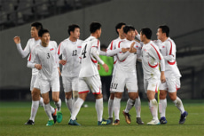 サッカー日本代表と対戦する北朝鮮代表