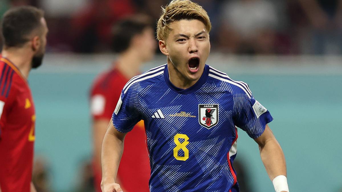 日本代表対スペイン代表でゴールを決めた堂安律(2022年12月2日のカタールW杯)