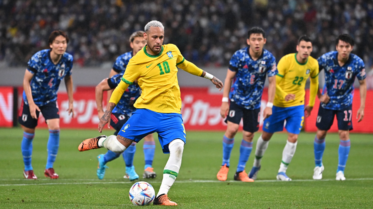 2022年6月の日本代表戦でゴールを決めるブラジル代表ネイマール