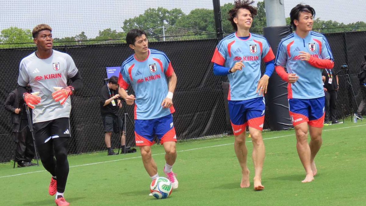 ナッシュビル最後の練習　日本代表　クールダウン　鈴木彩艶、谷口、田中碧、上田綺世