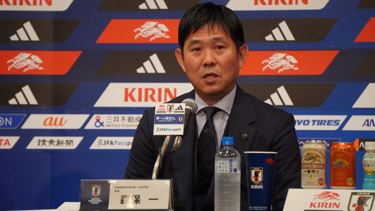 続投の会見に出席したサッカー日本代表 森保一監督