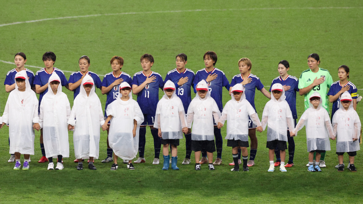 26年9月29日 アジア競技大会 準決勝 日本×韓国より なでしこジャパン整列 国歌斉唱