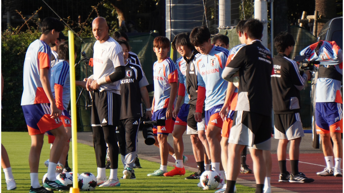 日本代表 トレーニング前