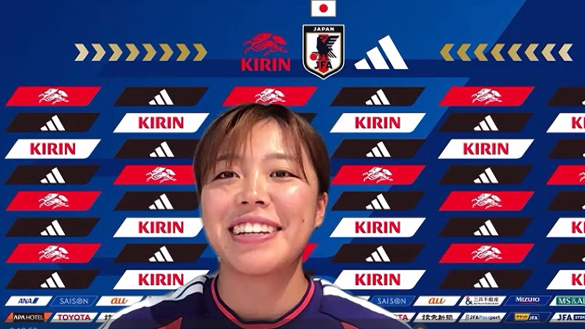 オンライン取材に応じるなでしこジャパン 谷川萌々子
